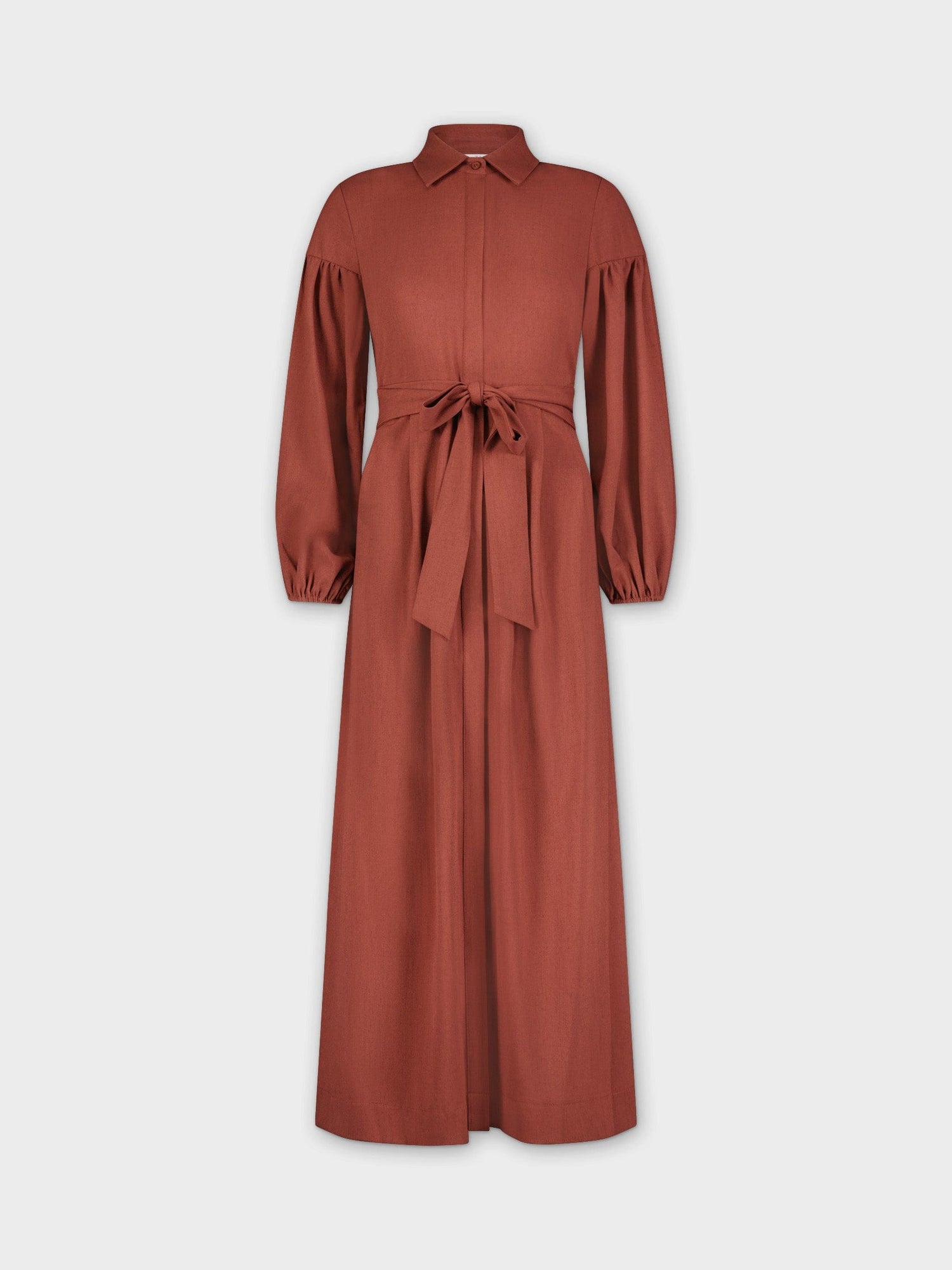 BELTED PLEAT DRESS-BURNT RUST