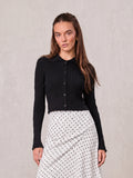 Scalloped Edge Cardigan-Black