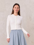 Scalloped Edge Cardigan-Cream