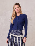 Scalloped Edge Cardigan-Navy