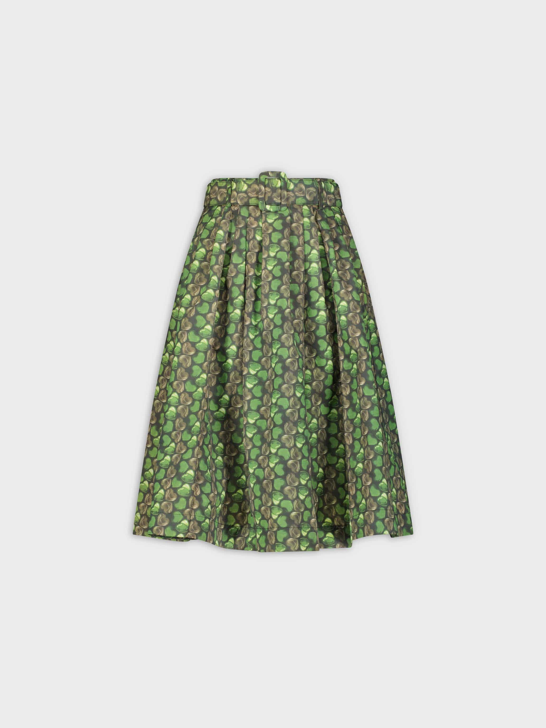 BELTED SKIRT-GREEN HEART