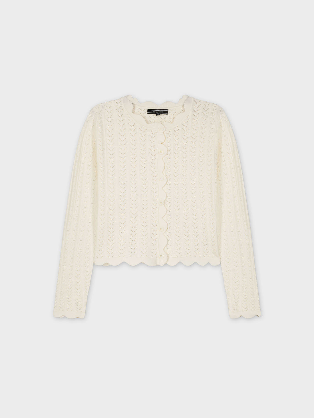 SCALLOPED CREW CARDIGAN-CREAM