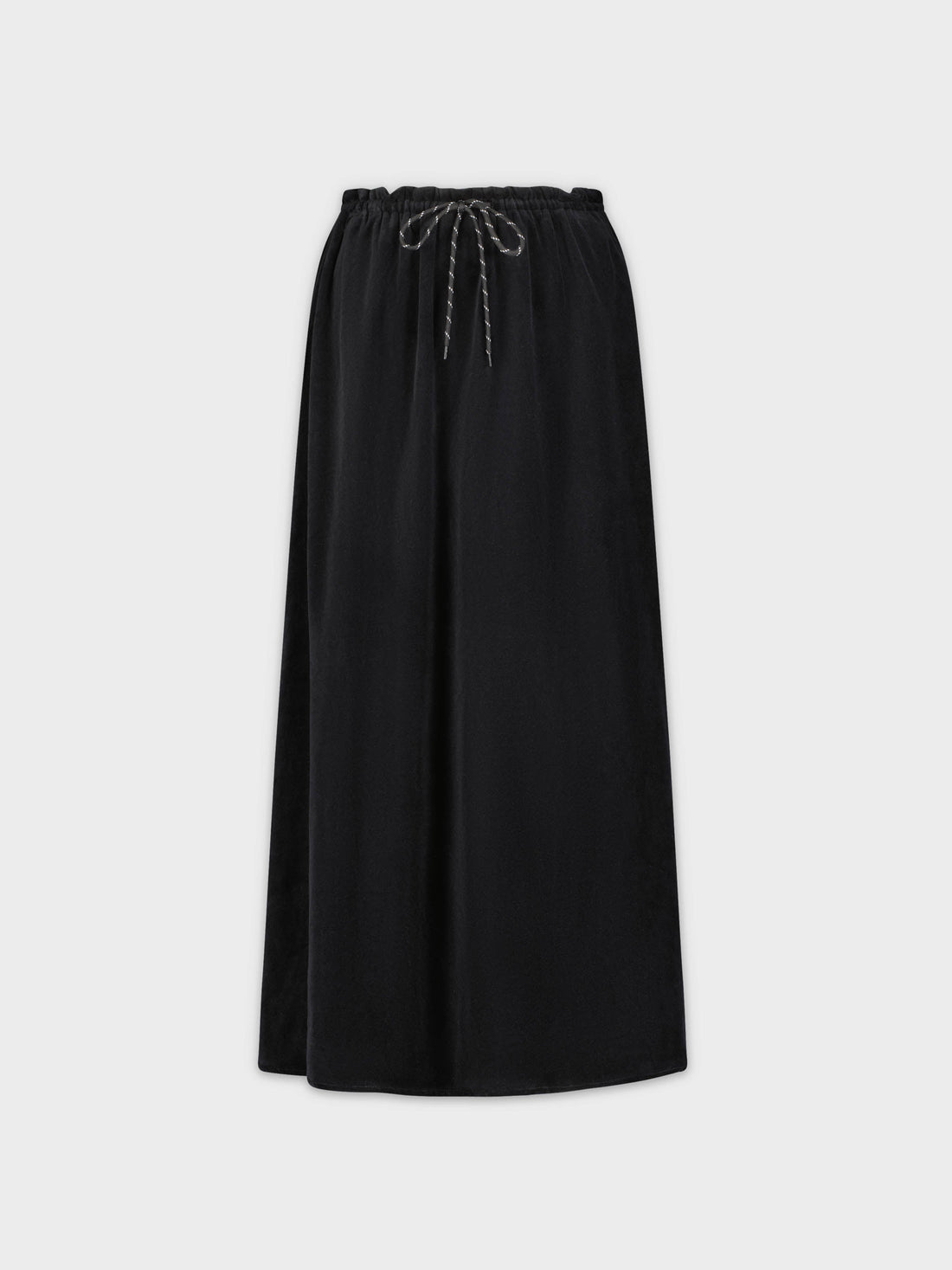 DRAWSTRING VELOUR SKIRT 35&quot;-BLACK