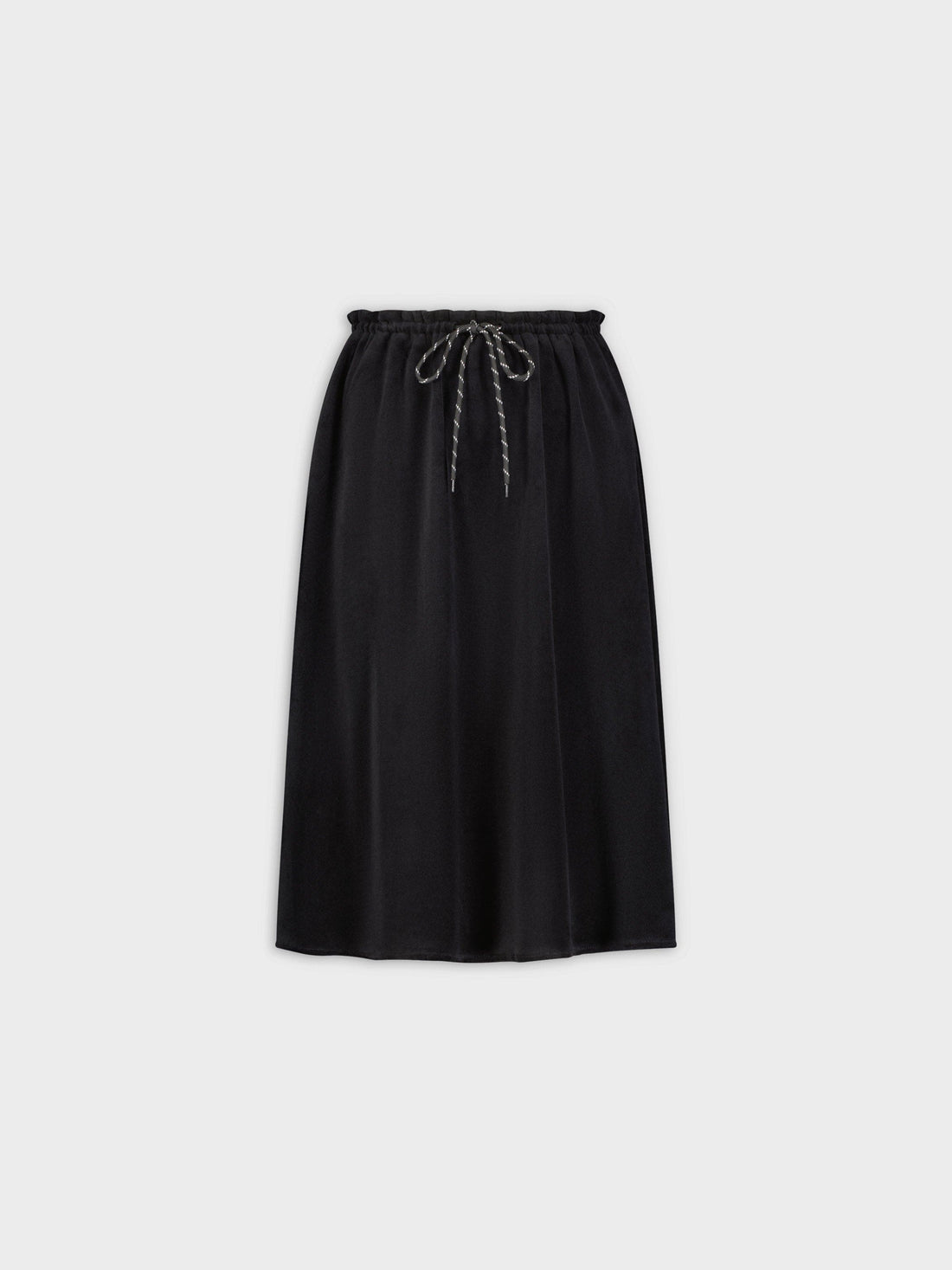 DRAWSTRING VELOUR SKIRT 25&quot;-BLACK