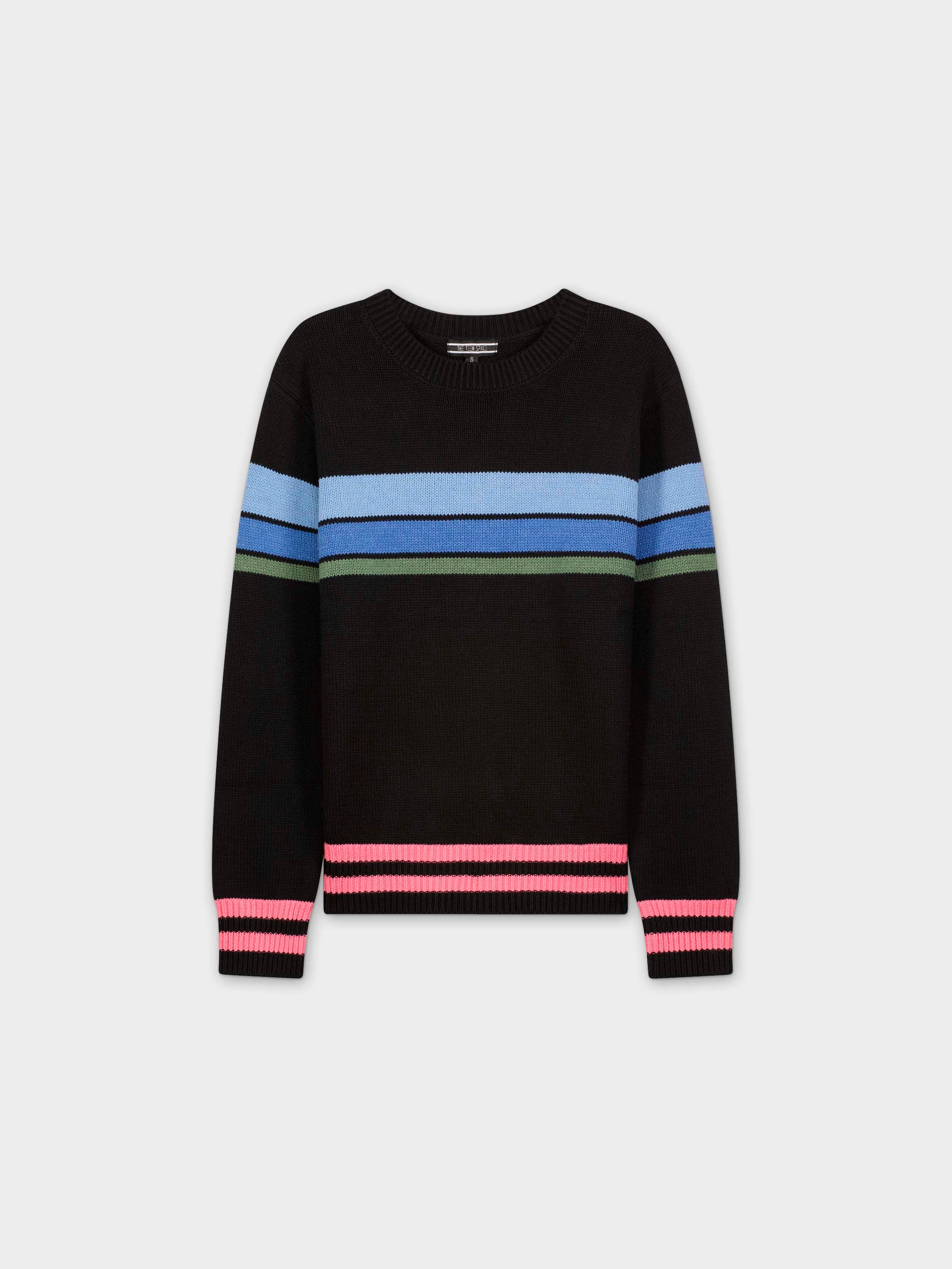 COLORED STRIPE SWEATER-BLACK