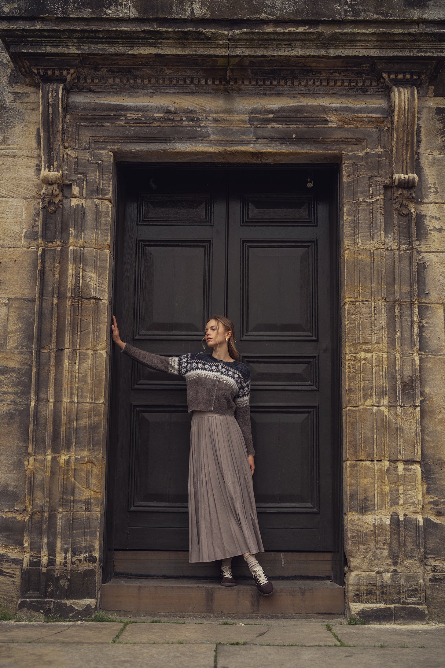 Marni Pleated Skirt 37&quot;-Mocha Mousse