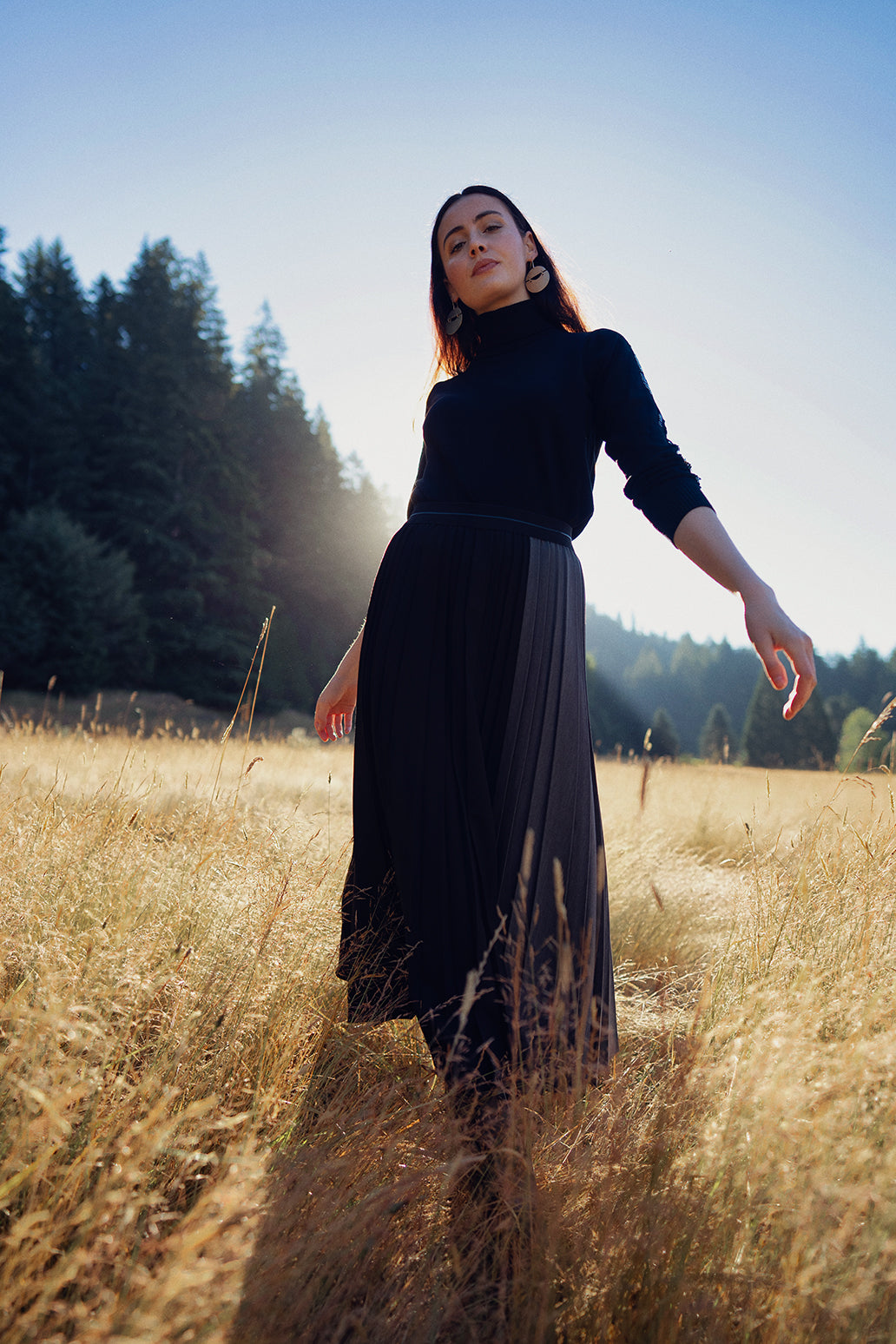 Grey &amp; Black Pleated Skirt 