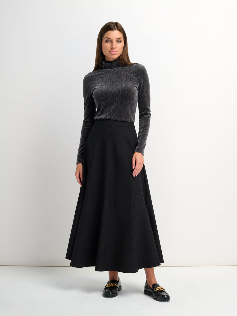 Twill Trumpet Skirt-Black