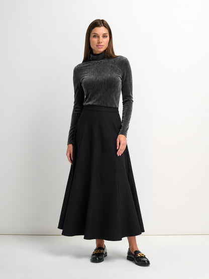 Twill Trumpet Skirt-Black
