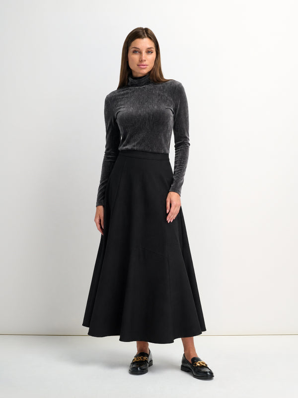 Twill Trumpet Skirt-Black