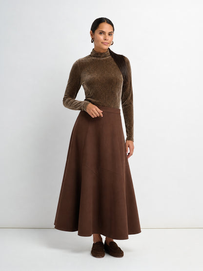 Textured Velour Turtleneck - Taupe