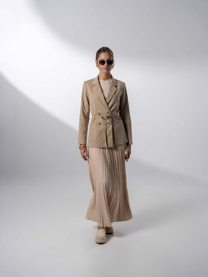 Thin Pleated Skirt-Stone