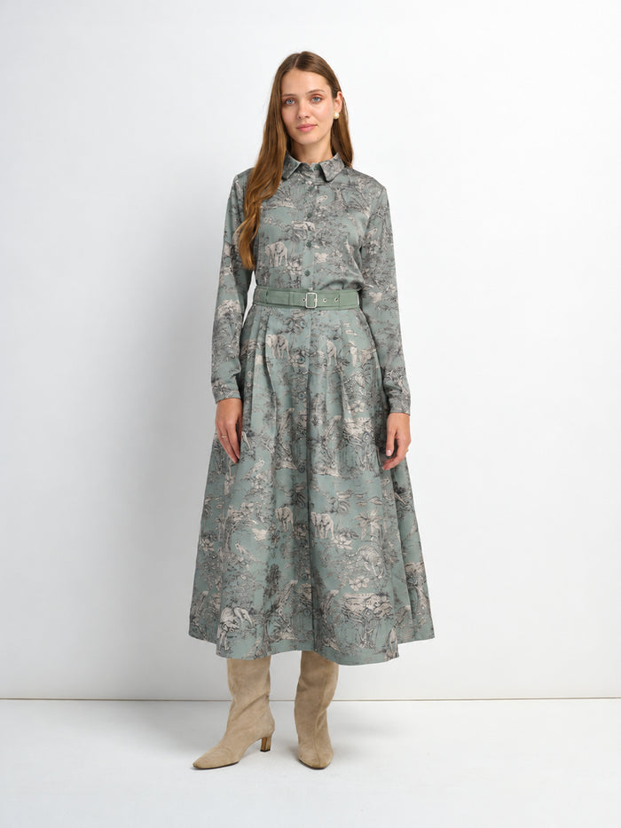 Brocade High Waist Belted Skirt - Toille