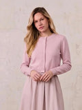 Trim Detail Crew Crop Cardigan-Mauvey Pink