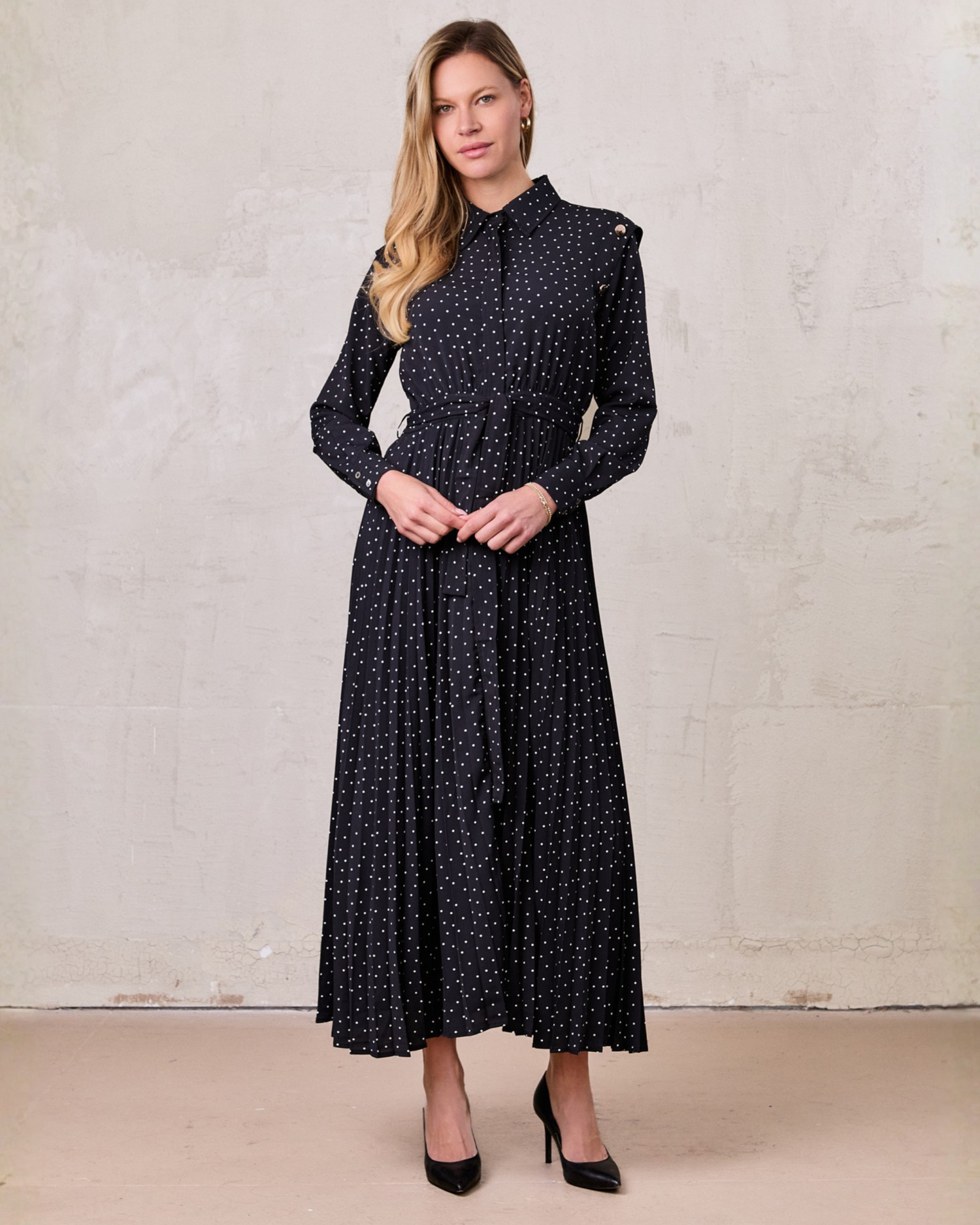 Linda Dress-Black and White Polka Dot