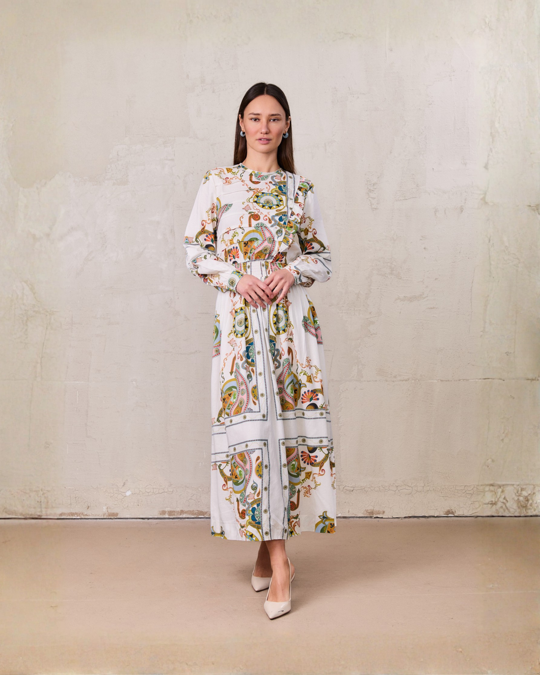 Smocked Waist Dress-Oriental Paisley