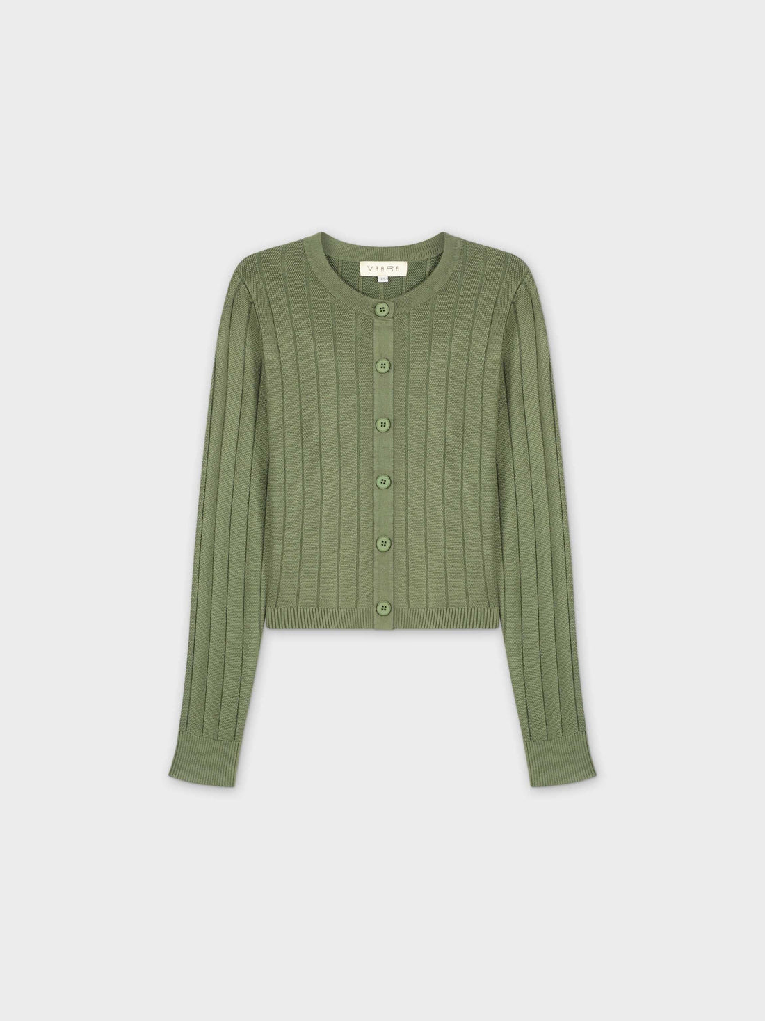 CROPPED RIBBED DESIGN CARDIGAN-OLIVE