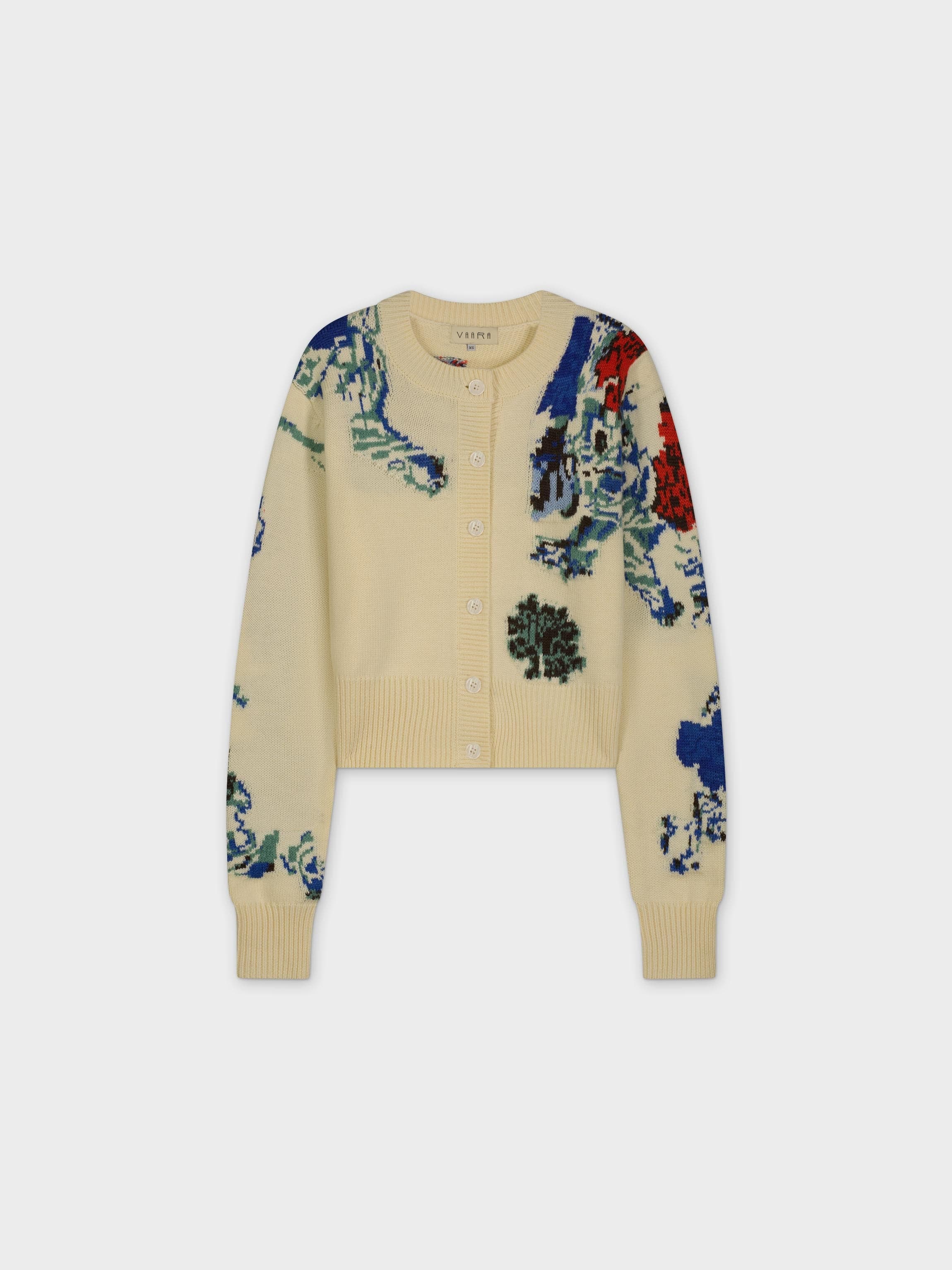 CARDIGAN BOTONES DE FLORES-CREMA