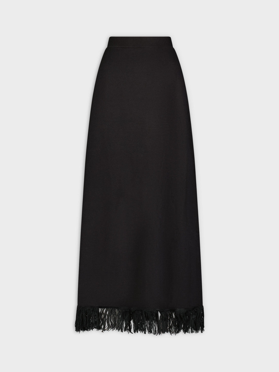 FRINGE BOTTOM KNIT SKIRT-BLACK