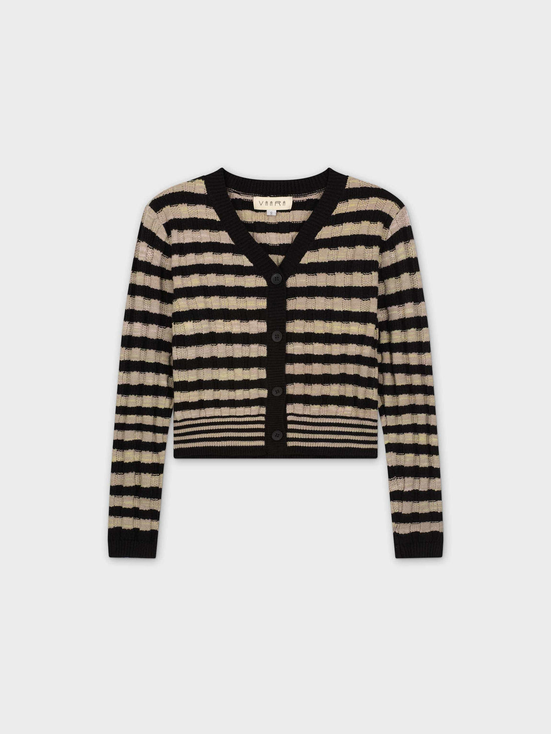 STRIPE CHENILLE CARDIGAN-BLACK