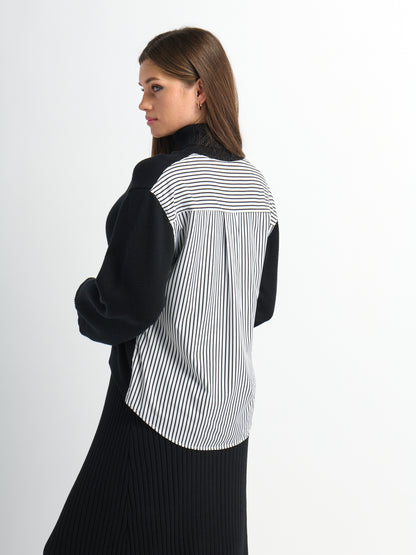 Shirt Back Sweater - Black/White