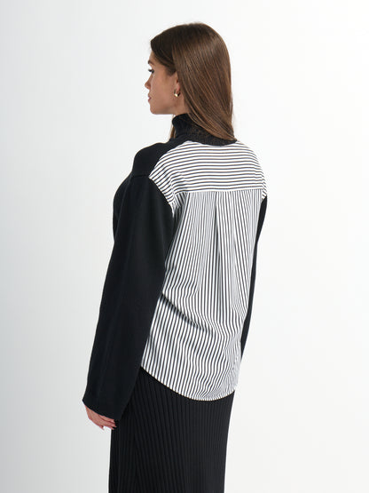 Shirt Back Sweater - Black/White