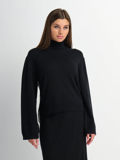 Shirt Back Sweater - Black/White
