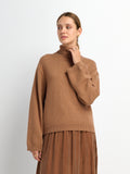 Shirt Back Sweater - Brown/Light Blue Stripe