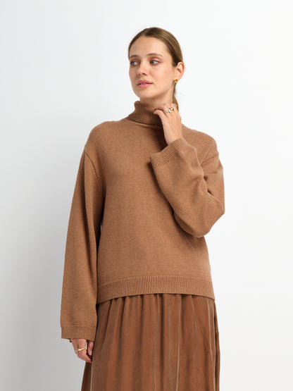 Shirt Back Sweater - Brown/Light Blue Stripe