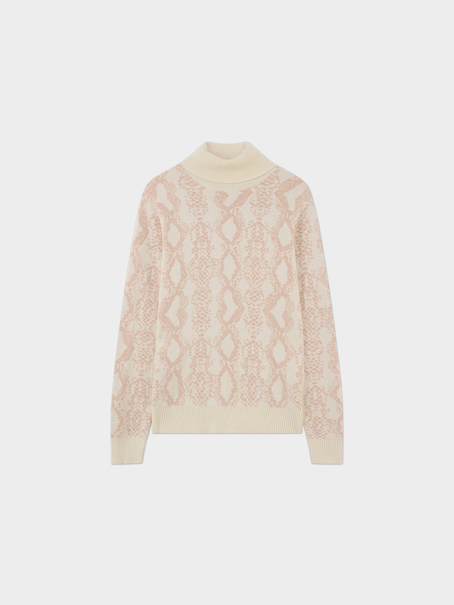 Reptile Print Sweater-Cream/Peach