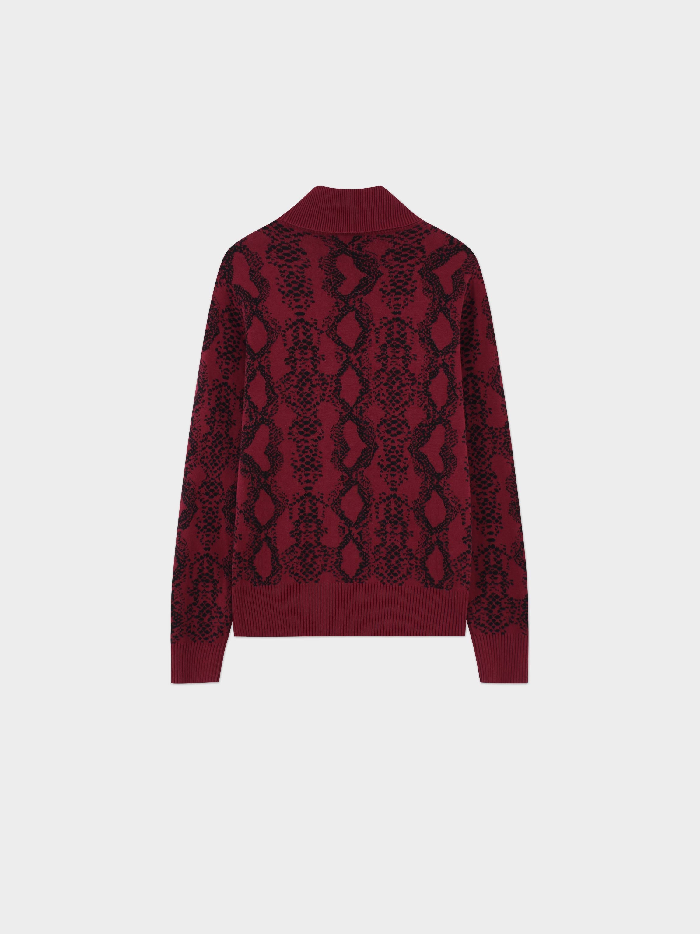 Reptile Print Sweater-Burgundy/Black