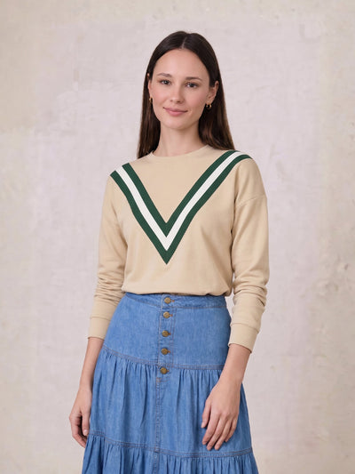 Varsity Bomber-Cream/Green
