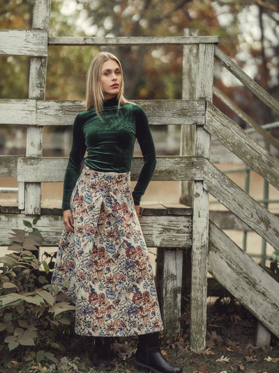 Velour Mock Neck Turtleneck-Emerald Green