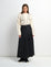STITCHEDPOCKET YOKE PLEAT SKIRT BLACK