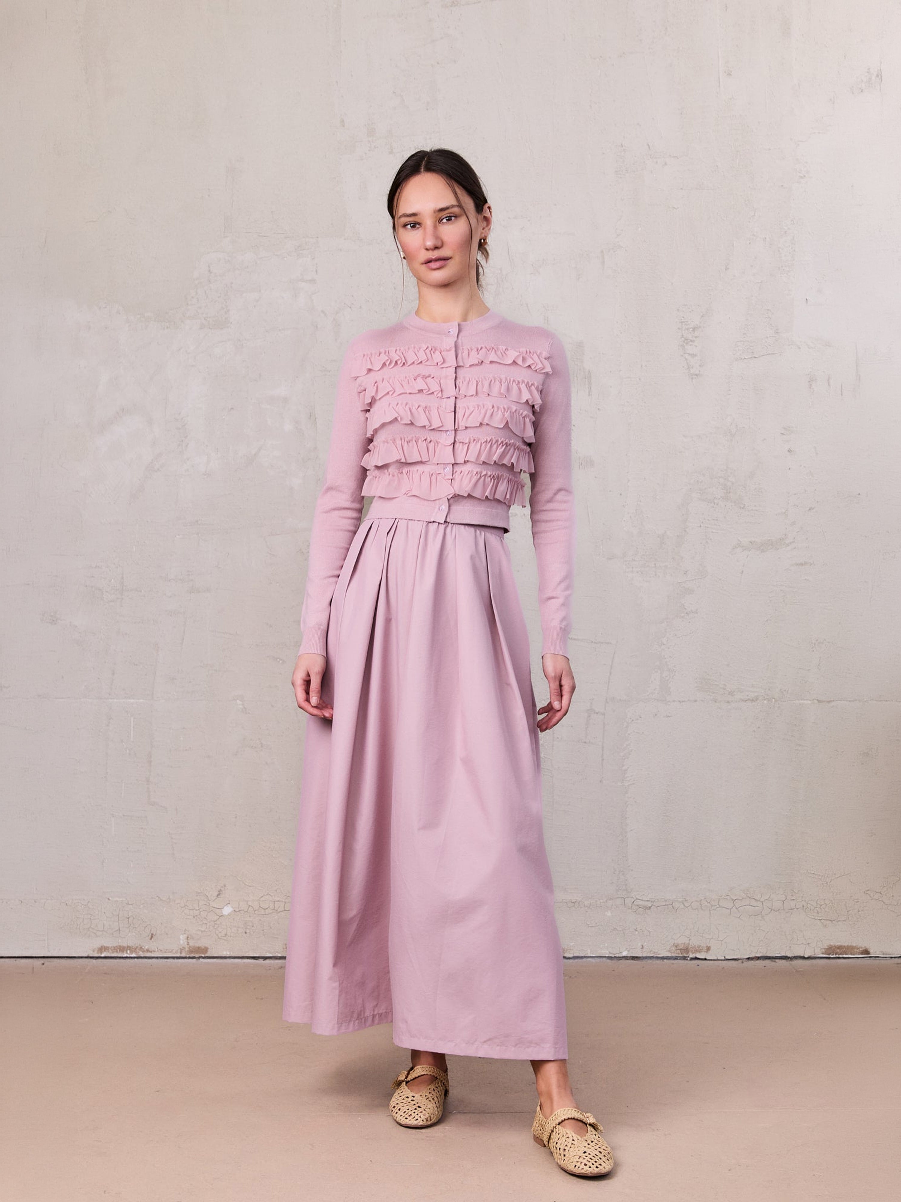 Waisted Full Taffeta Skirt-Mauve