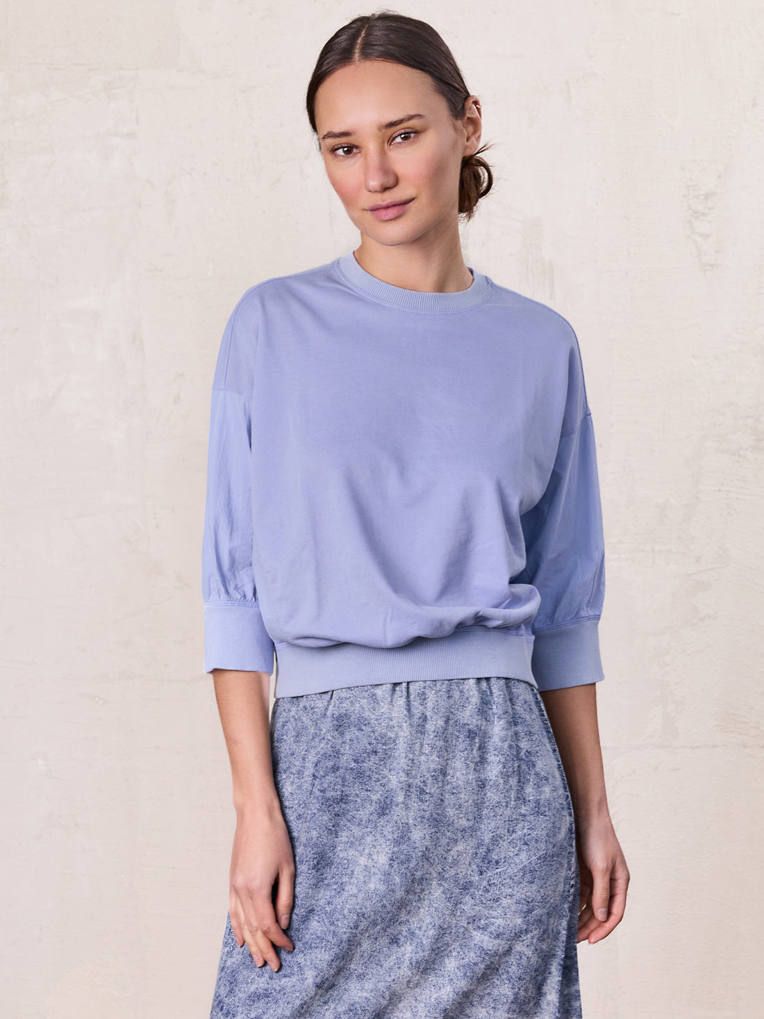 Washed Dolman Bomber Tee-Blue