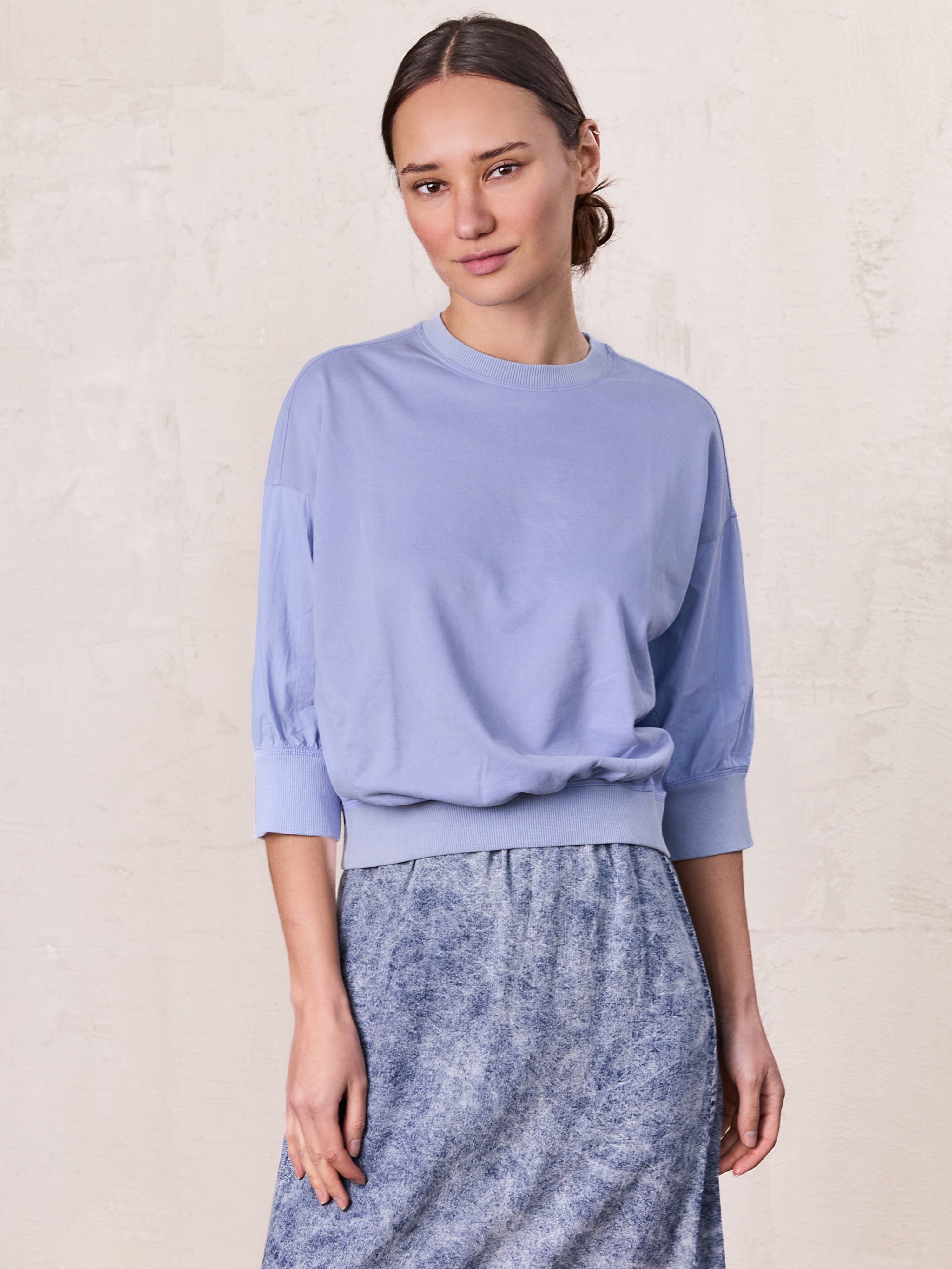 Washed Dolman Bomber Tee-Blue