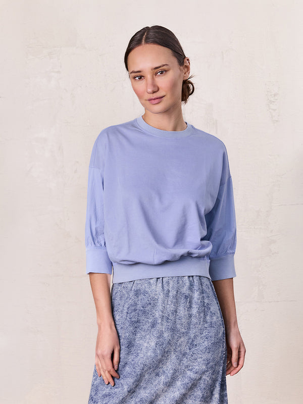 Washed Dolman Bomber Tee-Blue