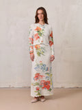 Wave Design Slip Dress-Coral Flower