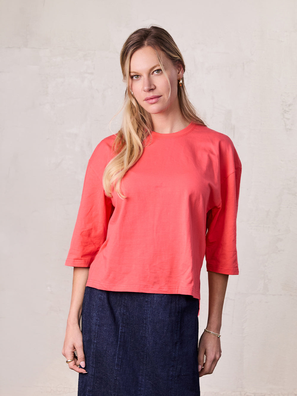 Wide Sleeve Tee-Coral