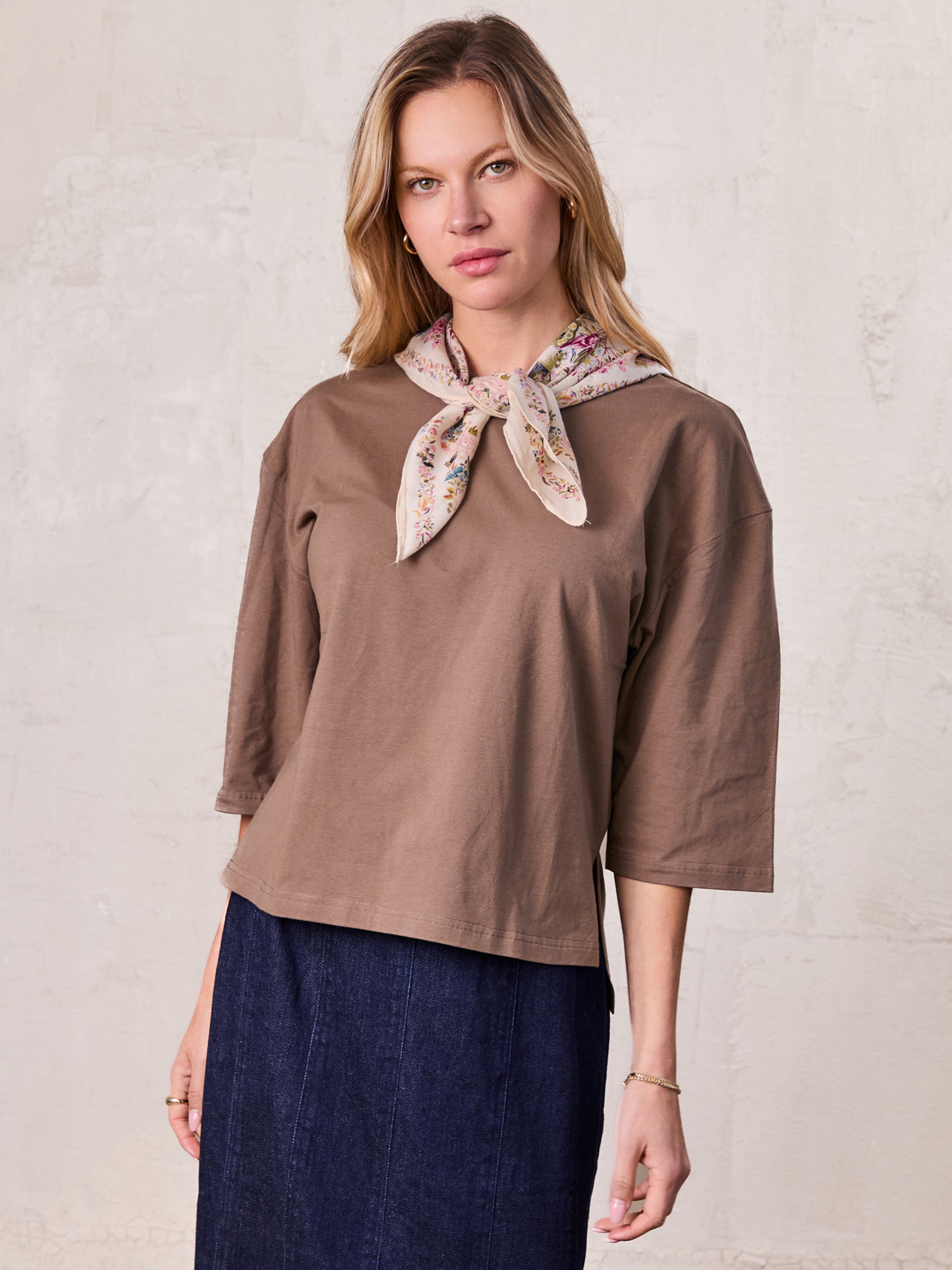 Wide Sleeve Tee-Latte