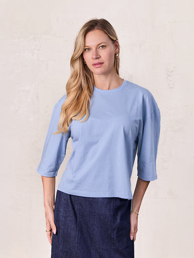 Wide Sleeve Tee-Light Blue