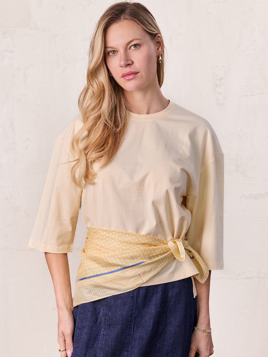 Wide Sleeve Tee-Pale Yellow