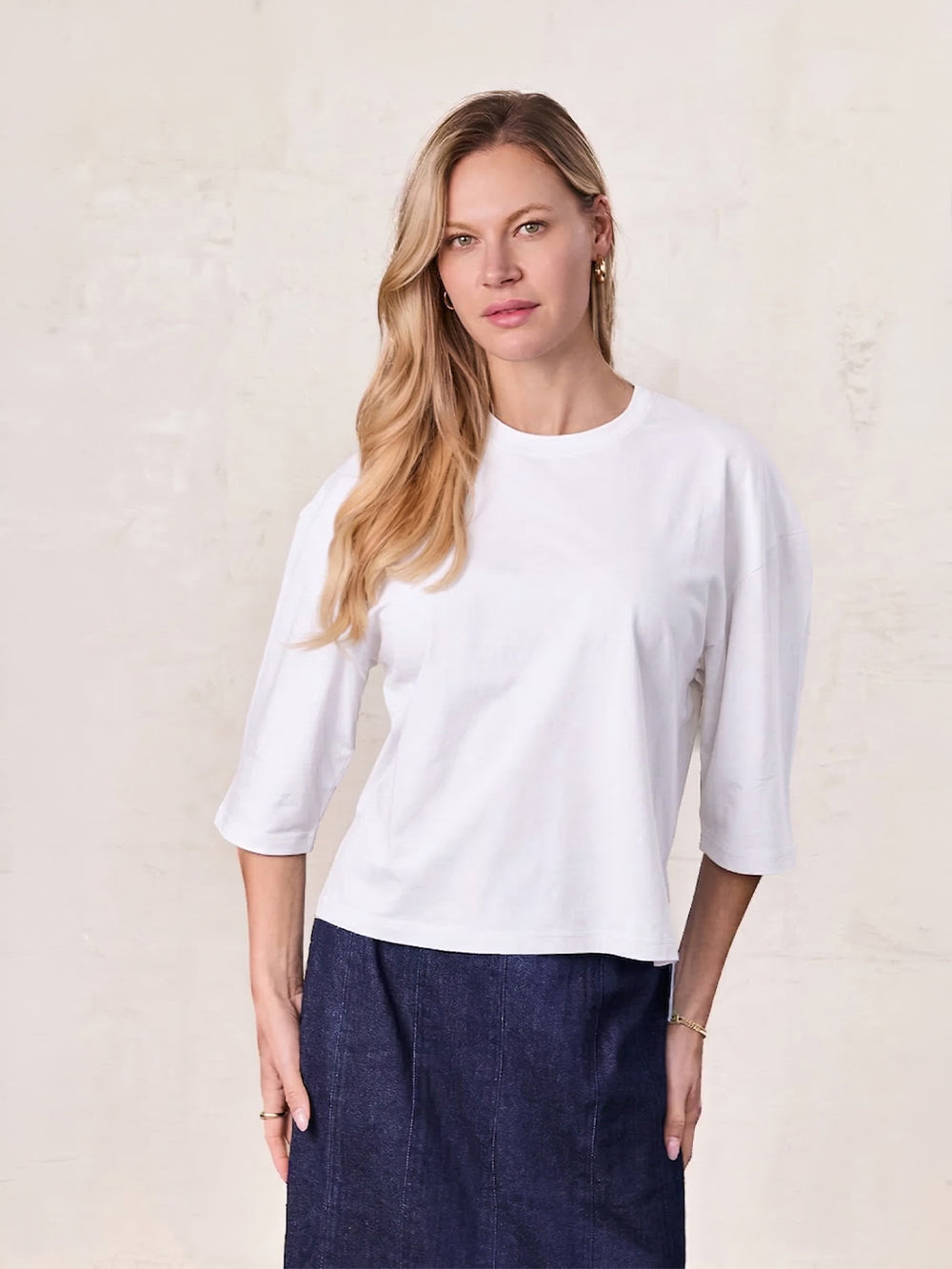 Wide Sleeve Tee-White