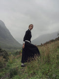 Wool Blend Collared Cardigan-Black