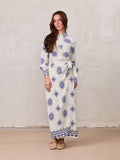 Wrap Shirtdress-Blue Medallion