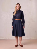 Yoke Denim Short Skirt-Blue