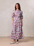 Yoke Floral Skirt-Pink/Purple