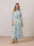 Yoke Gathered Belted Shirtdress-Lots of Lemon