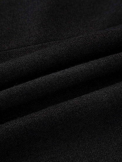 Basic Wool Blend Slip Dress-Black